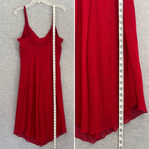 Bisou Bisou Red Babydoll Beaded Tango Dress 14 Beaded Chiffon Romantic Y2K Fairy - Picture 8 of 11